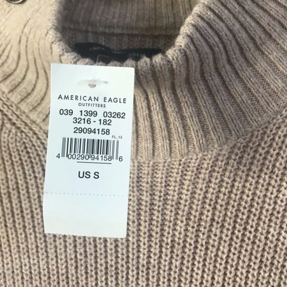 American Eagle NEW AE Sweater Dress Cowl Button Ribbed Mock Neck Wool Cotton S - Picture 8 of 14